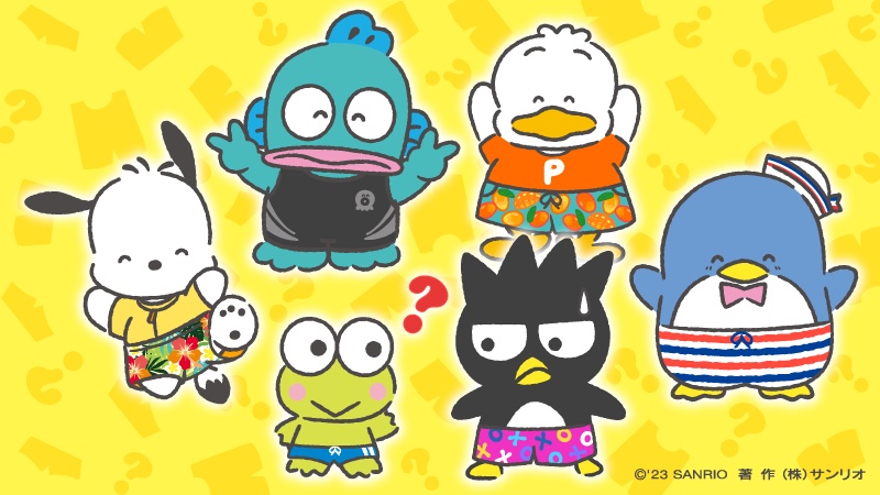 hapidanbui's tweet photo. ポチャッコ「ねえ、みんなは海パン何派？」
ペックル「ぼくはマンゴー柄！」
ポチャッコ「ぼくはアロハ柄！」
ハンギョドン「ぼくはスイムウェア派！」
ばつ丸「え？けろっぴ…強気でかっこいいな…」
けろっぴ「え？何が？」
#はぴだんぶい https://t.co/30P88edcNz