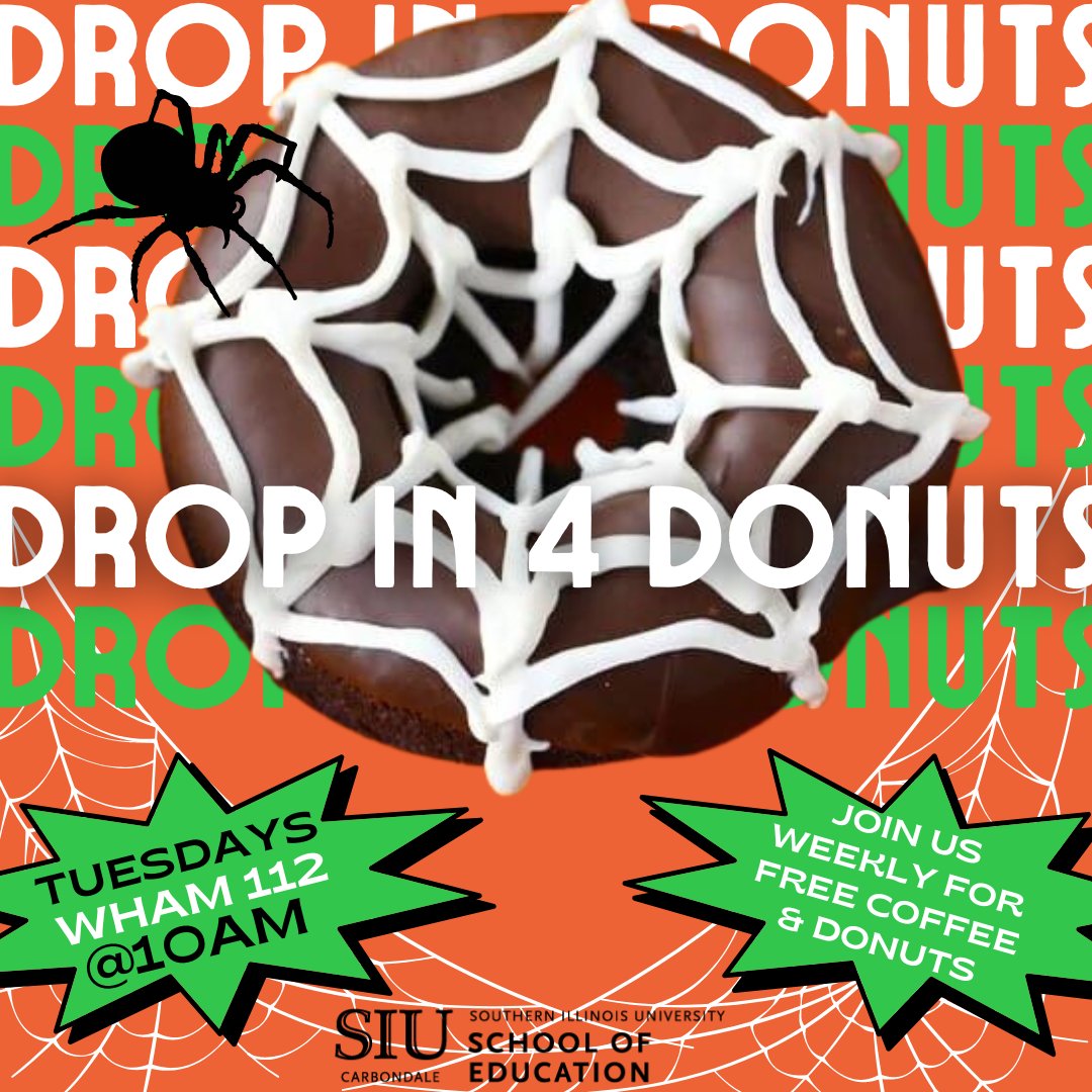 siu_soe's tweet image. 🎃🍩 TRICK OR TREAT! 🍩🎃
Calling all spooky students and donut lovers! 

Join us at Wham 112 today at 10 am for FREE Halloween-themed donuts and coffee! ☕️👻 It's a spooky treat you don't want to miss, and remember, we do this EVERY Terrifying Tuesday! 🗓️💀

See you there! 🕷️