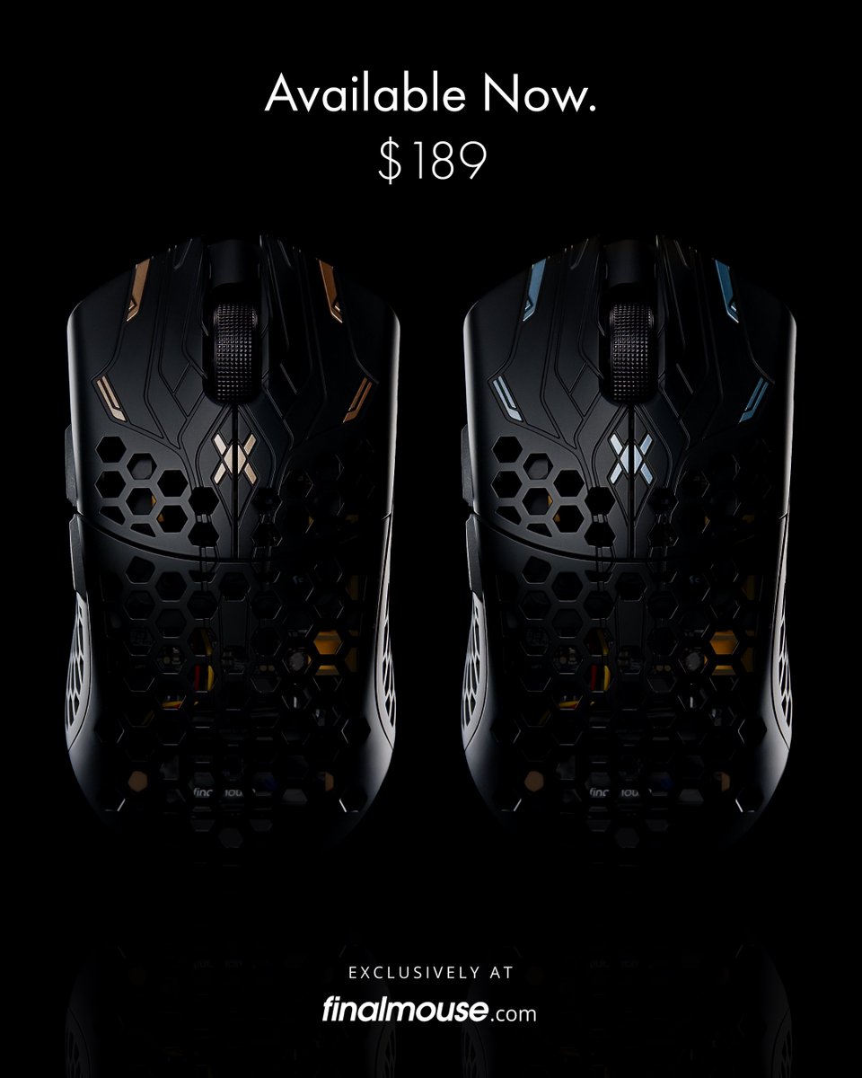 finalmouse's tweet photo. UltralightX

Available Now | https://t.co/LsGxP8pvsS

- Starting at 29 Grams 
- Carbon Fiber Composite Chassis
- Up to 8000 Hz Wireless Polling
- USB highspeed dual chip receiver
- Latest Generation Pixart Sensor 

$189 https://t.co/O5ZY7Oixpx