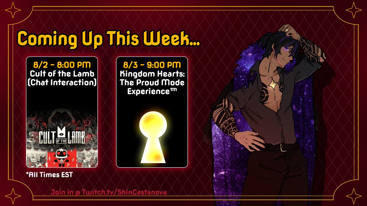 ShinVTArchive's tweet photo. 2 more streams this week for you sweets, back to back ♥️

Continuing our newest series and having a hell of a fun time doing it. Don't leave your captain with a low attendance~ 🌺
#VTuber #ENVTuber #CultoftheLamb #kingdomhearts https://t.co/mVTvYX7wl2
