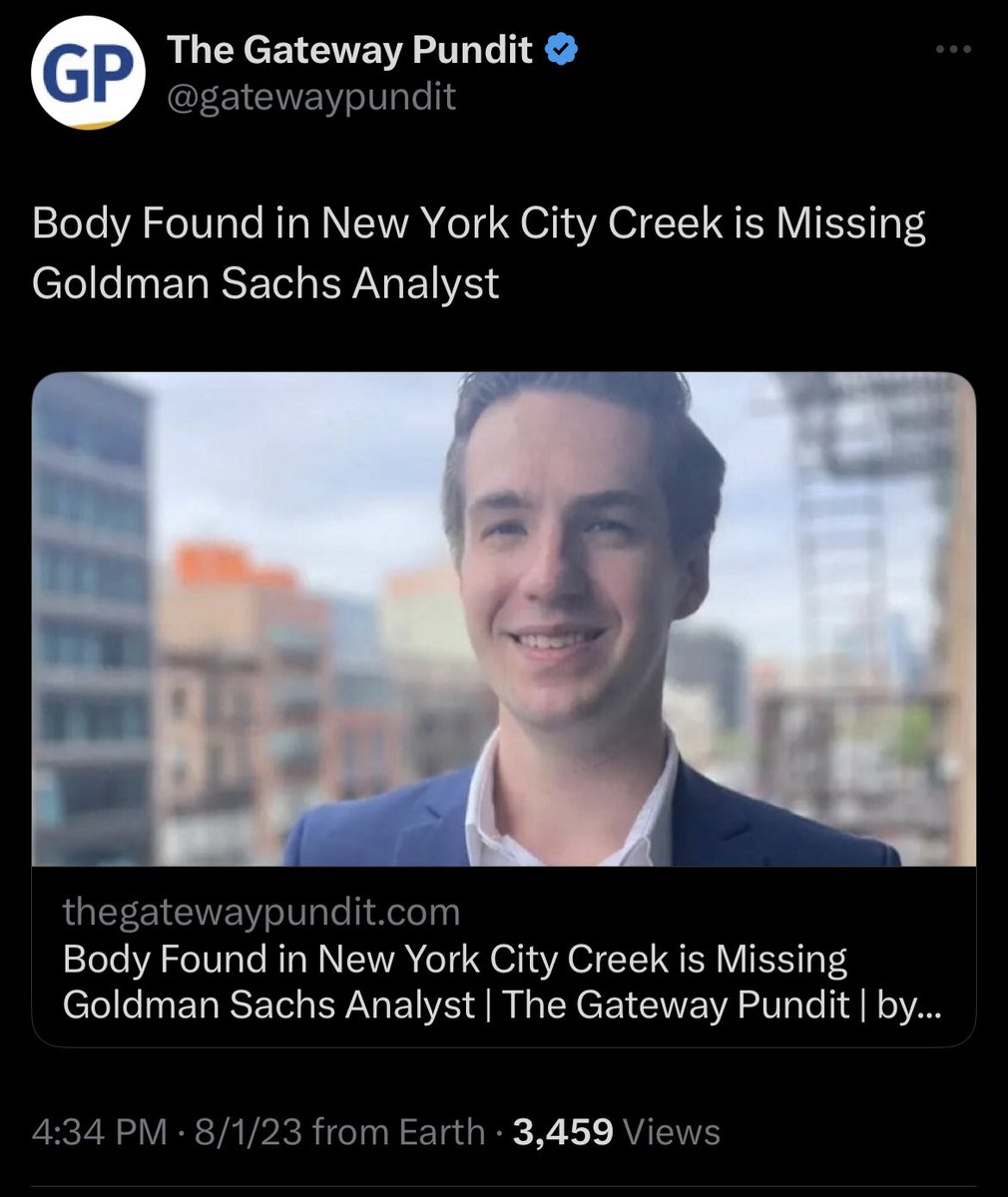 LizCrokin's tweet image. BREAKING: The body found in the waters of Newton Creek in New York City turned out to be missing Goldman Sachs analyst John Castic.

Goldman Sachs has donated millions to the Clinton Foundation. Also, Wikileaks exposed via the Podesta E-mails in 2016 that Goldman Sachs paid her…
