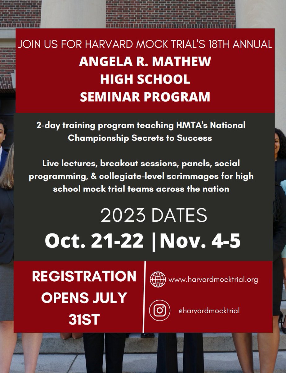 Amazing opportunity for high school students! #MockTrial #Harvard @HarvardMT