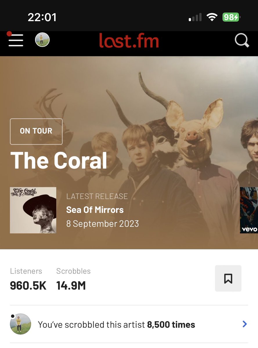 Just the 8.5k plays from me (since 2005!) @thecoralband