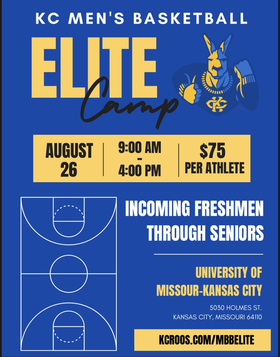 Brody Werner (@bwerner_6) on Twitter photo It’s August, which means it’s Elite Camp month in KC! Come join us and get a chance to work with the <a href="/KCRoosMBB/">Kansas City Men's Basketball</a> staff and show what you can do! Sign up at kcroos.com/mbbelite #ROOUP 🦘 It’s August, which means it’s Elite Camp month in KC! Come join us and get a chance to work with the <a href="/KCRoosMBB/">Kansas City Men's Basketball</a> staff and show what you can do! Sign up at kcroos.com/mbbelite #ROOUP 🦘