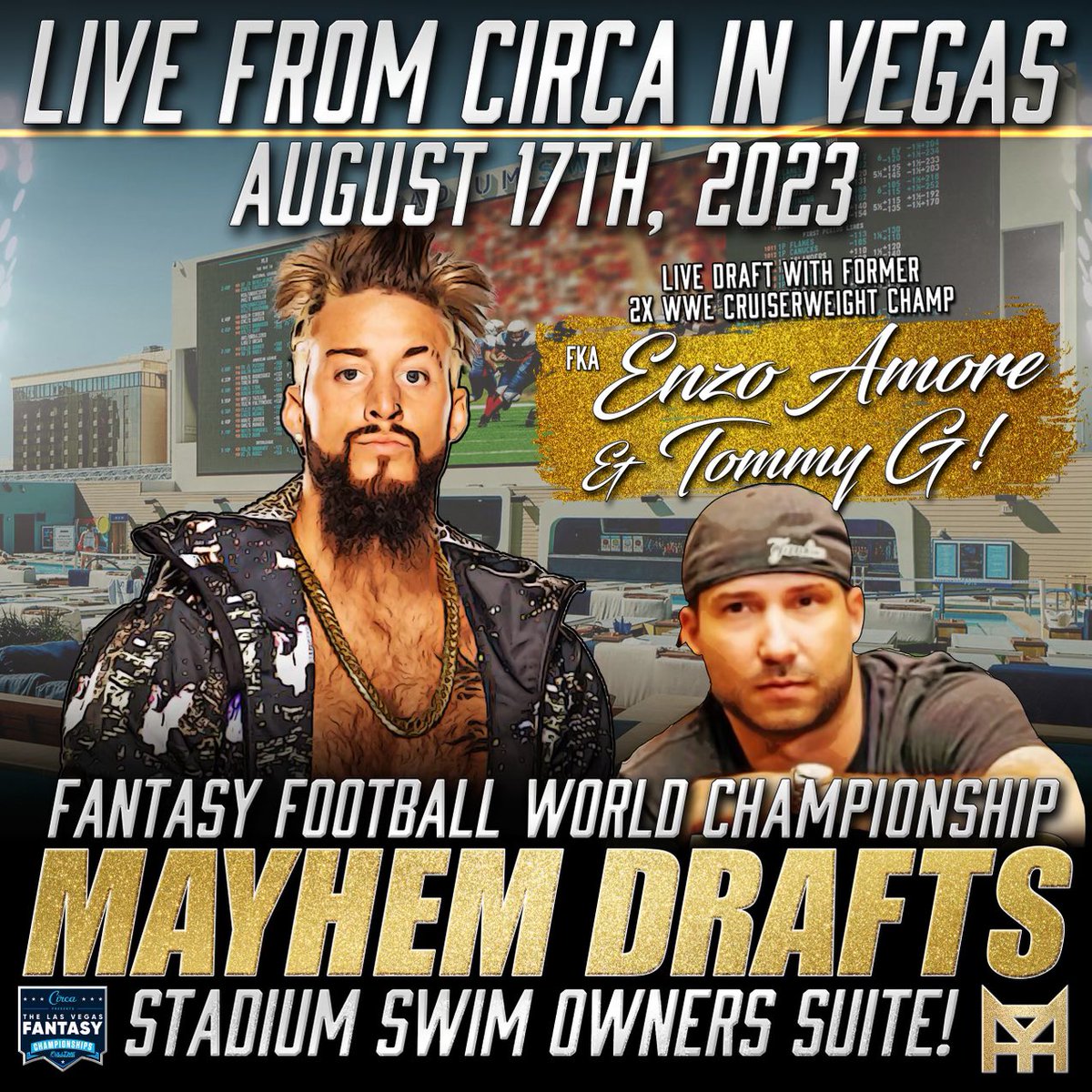 TommygWinsAgain's tweet image. 🚨 ITS OFFICIAL, MY DUDE @real1 HAS ENTERED BOTH VEGAS FFWC &amp;amp; LVC DRAFTS LIVE AT @CircaLasVegas
AUGUST 17th! 

COME DRAFT LIVE WITH 2X WWE CRUISERWEGHT CHAMPION FKA 
ENZO AMORE IN 2 WEEKS IN VEGAS

Join: circadraftseries.com/tommyg/

SEE TWEET BELOW FOR DETAILS👇