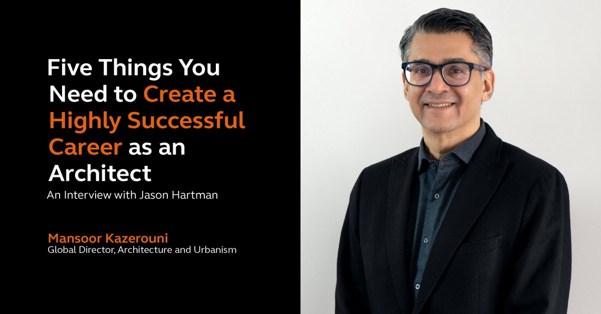 Mansoor Kazerouni shares valuable insights in an interview with @JasonHartmanROI Discover the 5 key elements for a highly successful career as an architect & explore Arcadis' innovative approach to tackle urbanization, digitization & climate change: ow.ly/czFw50PqooS.