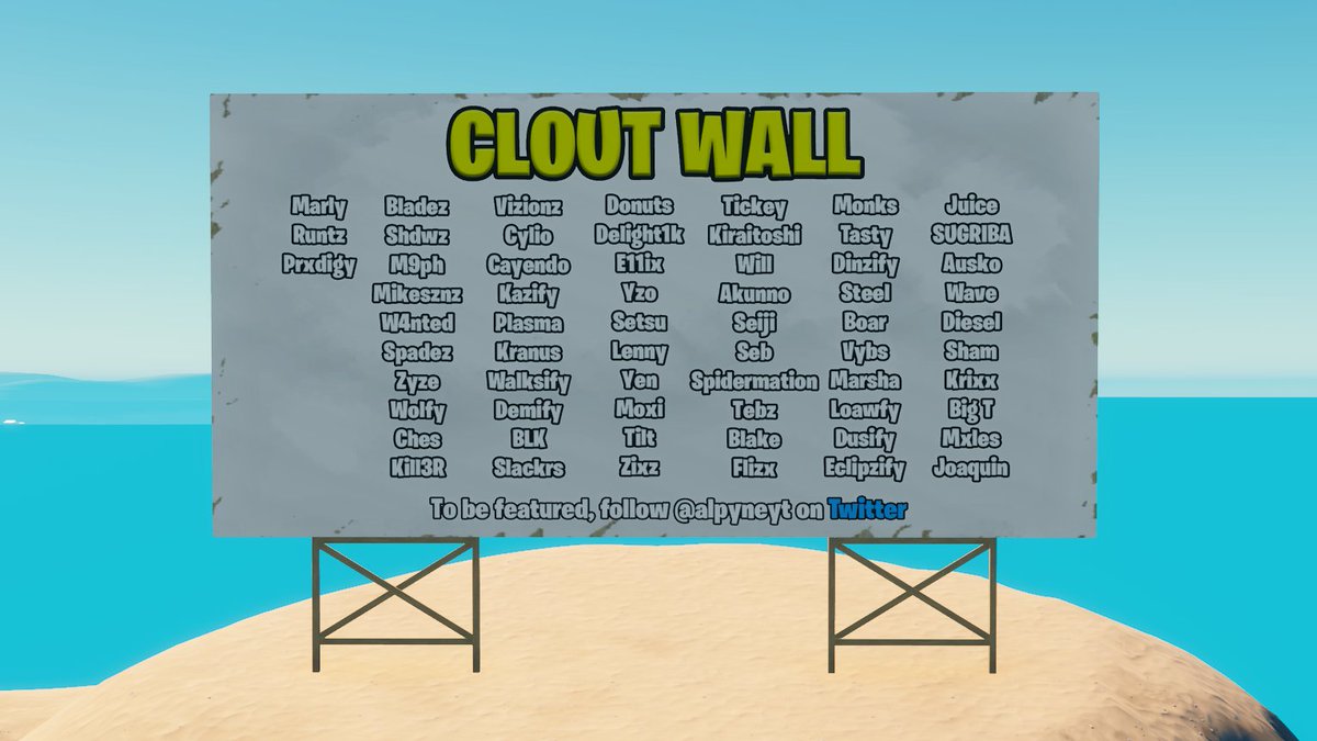 alpynes's tweet photo. Just added everyone who commented to the Clout Wall on my Trickshot Zonewars 2.0 🎯
Map Code: 0123-3331-4415 https://t.co/MxrUAndfbV