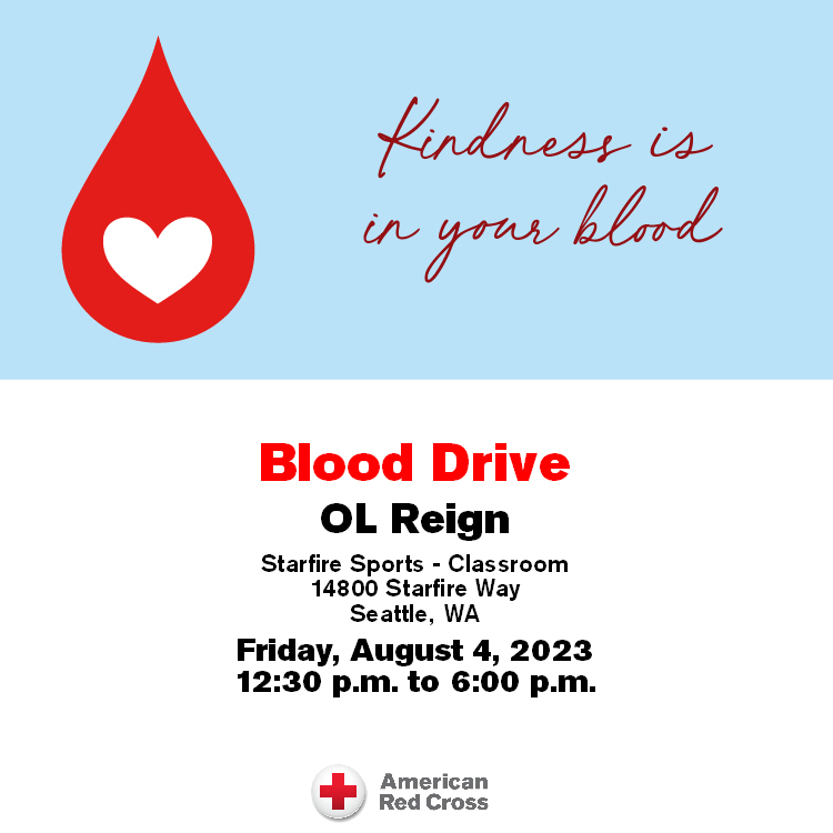 OL Reign Academy blood drive is this Friday! 🙌 Sign up now to secure your spot today! 🔗: rcblood.org/3cFqEgB #ReignSupreme x @RedCross