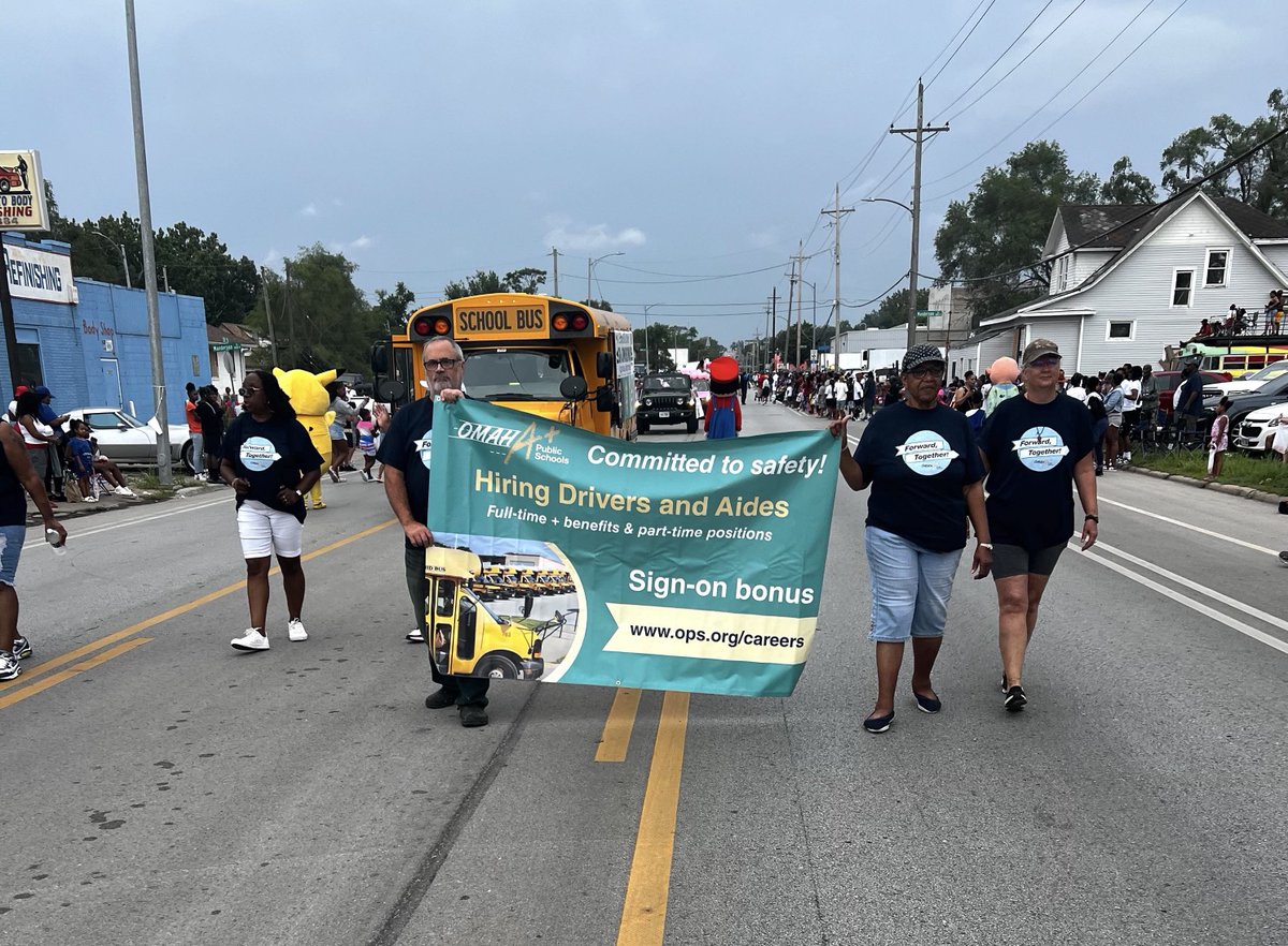 Members of our student transportation team walked in the Native Omaha Days parade to highlight the job opportunities available in our district. 🚌 You can view current openings and apply here: ops.org/careers #OPSProud