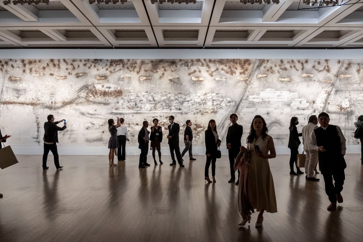 CaiGuoQiang's tweet photo. 5 weeks into “Ramble in the Cosmos—From ‘Primeval Fireball' Onward" @NACT_PR  and we've welcomed over 40,000 visitors! Thank you to everyone who has stopped by, we love seeing your photos. The exhibition is up until August 21, don’t miss it ☄️ Photos by @KenryouGU https://t.co/yGeJyXbt7k
