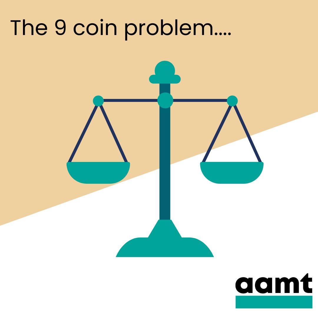 aamtinc's tweet photo. An old problem, but a good one ... You have 9 coins, all identical except one (fake) coin is lighter than the others. With a set of traditional balance scales how can you identify which is the fake using only three weighings?
#Mathseducation #ThinkonThursday https://t.co/osqiPi1vm4