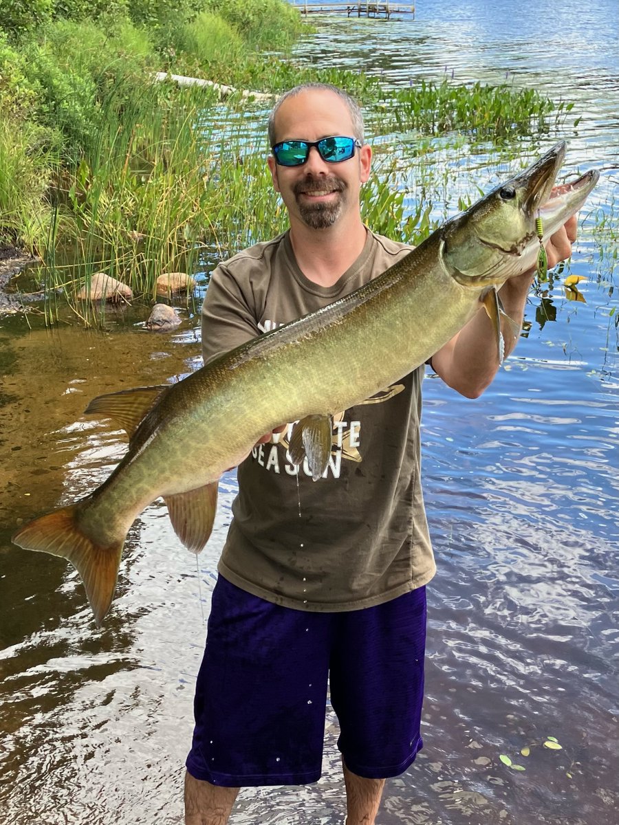 MeppsSpinners's tweet photo. Northern Wisconsin sure has some fantastic fishing! Heath Schiesher hooked into this beauty 40" musky with his Mepps Musky Killer while fishing in the Northwoods of Wisconsin. Awesome #MeppsCatch Heath! https://t.co/88ScxwZI53