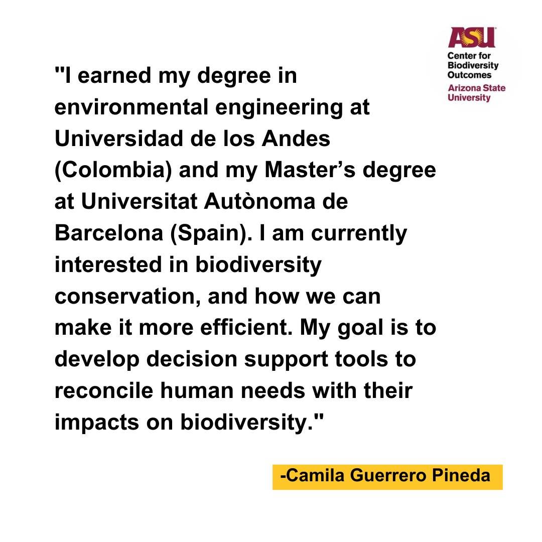 Meet Camila Guerrero Pineda, a current graduate student working with our Conservation Innovation Lab, an applied interdisciplinary conservation research laboratory at Arizona State University.