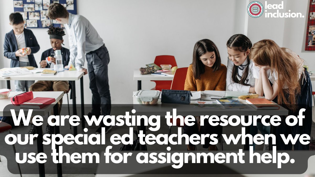 🎓 If a #student with an #IEP is struggling with an assignment, the assigning #teacher is the best person to help. We are wasting the resource of our special ed #teachers when we use them for assignment help. #LeadInclusion #EdLeaders #UDL #TeacherTwitter