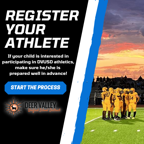 DVUSD's tweet photo. Fall sports tryouts begin soon, and winter sports will be here before you know it!

If your child is interested in participating in DVUSD athletics, make sure he/she is prepared and registered at https://t.co/P4W3wsOeaM. https://t.co/Wo23KtCi6f