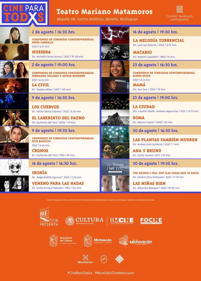 Revelan el cartel de #CineParaTodxs, el cual incluye películas como Huesera, La civil, Roma y El laberinto del Fauno.