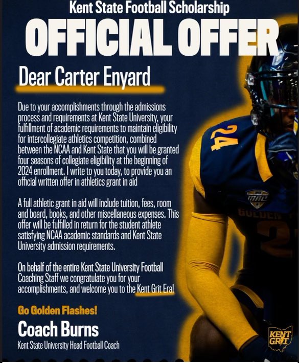It’s Official <a href="/KentStFootball/">Kent State Football</a> #KentGRIT⚡️⚡️<a href="/CoachKenniBurns/">Kenni Burns</a> <a href="/Coach_CJRobbins/">Cameron (C.J.) Robbins</a> <a href="/CoachMarkWatson/">Mark Watson Jr.</a> ⚡️⚡️

<a href="/BouchardFred/">Fred Bouchard</a> <a href="/MICDSfootball/">MICDS Rams Football</a> <a href="/AllenTrieu/">Allen Trieu</a> <a href="/CoachReedLive/">Carl Reed Jr.</a> <a href="/JPRockMO/">JP Rock</a> <a href="/PrepRedzoneMO/">Prep Redzone Missouri</a> <a href="/Es_academy/">ESA Flight</a> <a href="/NateLatsch/">Nate Latsch</a> @WillBecker_ <a href="/BrendanThompsn/">Brendan Thompson, PT, DPT</a>
