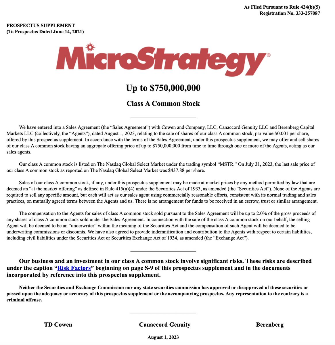 BitcoinNewsCom's tweet photo. NEW: MicroStrategy enters into an agreement to sell $750 MILLION worth of Class A Stock in order to buy more #bitcoin 🙌

Saylor isn't even close to being done 👀 https://t.co/v0c7q3AJbZ
