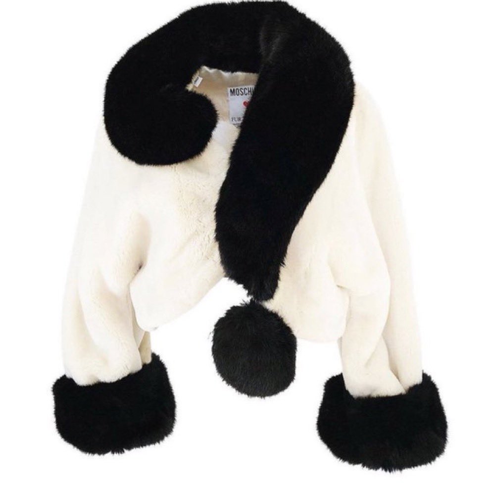 StreetFashion01's tweet photo. Moschino “Question Mark” Fur Jackets (1994) https://t.co/ZyMk99HRBm