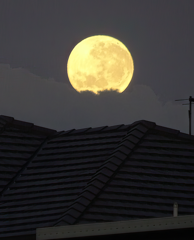 My view just then of the supermoon setting to my west!