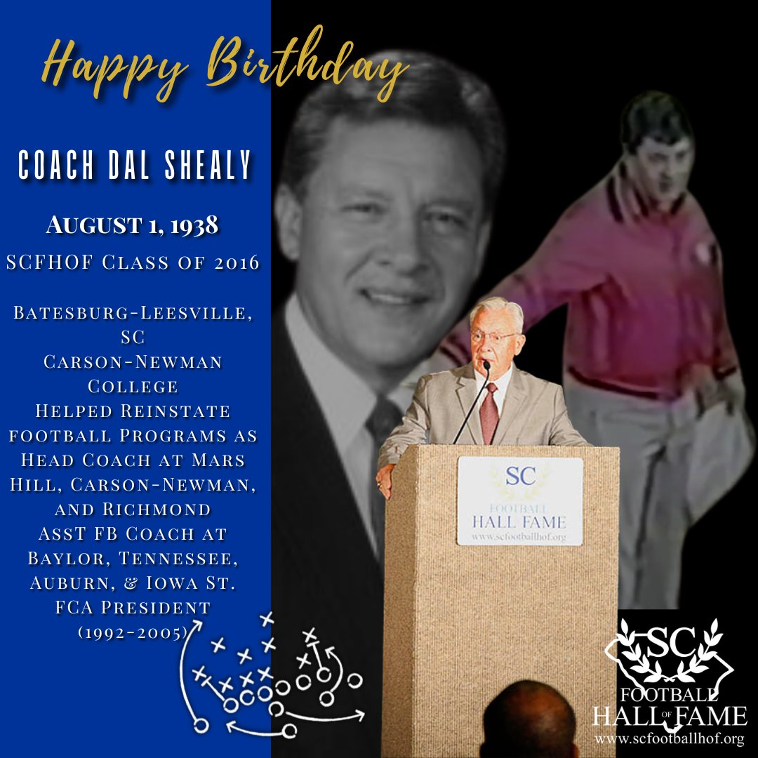 SCFootballHOF's tweet image. Happy Birthday to #SCFHOF16 Inductee Coach Dal Shealy!! He is one of the better people you will ever meet.  Have a legendary day Coach! #SCFHOF #legend #HBD
scfootballhof.org/inductees/indu…