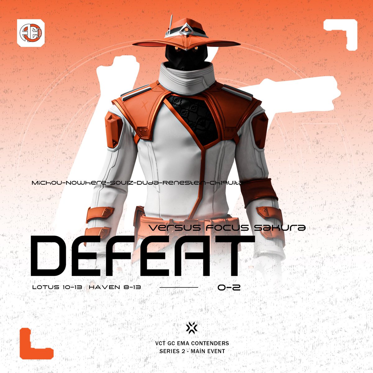 aceesportsvlr's tweet photo. Lose 0-2 VS @FOKUSCLANGG GG’s 💪🏻

We are really proud on our girls!🧡 
#GOACE #ACEARMY https://t.co/hwykkMIZmx