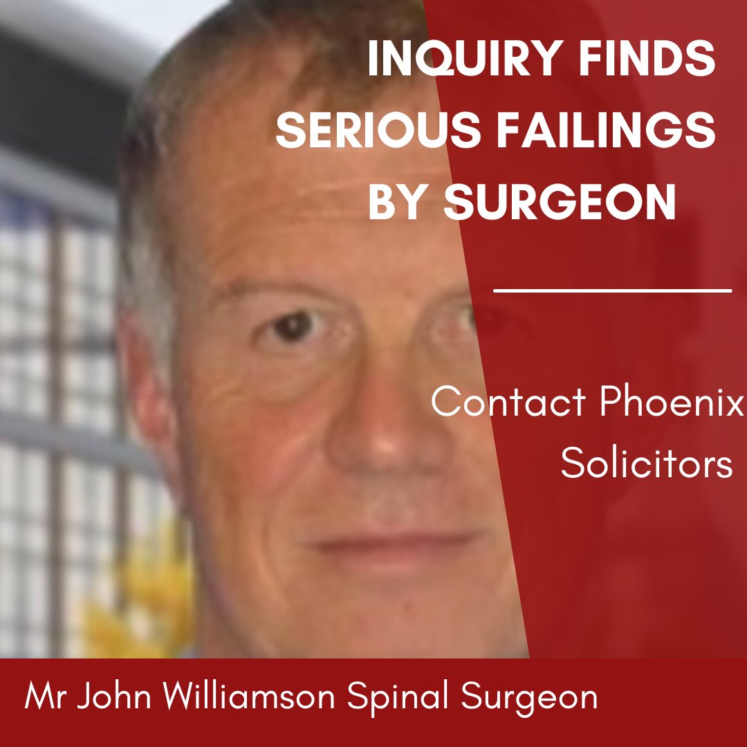 If you have a patient of Me John Williamson of Salford Hospital, Manchester Children’s or Spire Manchester, and feel that your treatment was not good then get in touch:
ab@phoenixlegalsolicitors.co.uk
