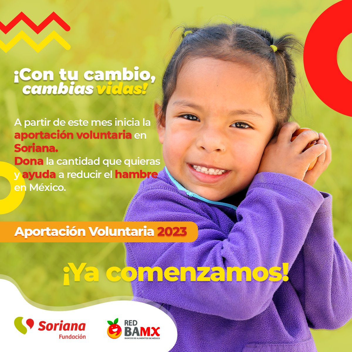 Red_BAMX's tweet photo. A partir de este mes ya puedes participar en la aportación voluntaria con @OrgSoriana . Lo recaudado se destinara a la compra de alimento.
.
Al donar tu cambio, ayudas a erradicar el hambre en México.
.
#AyudaQueLlega https://t.co/A0c4j4ZqOz