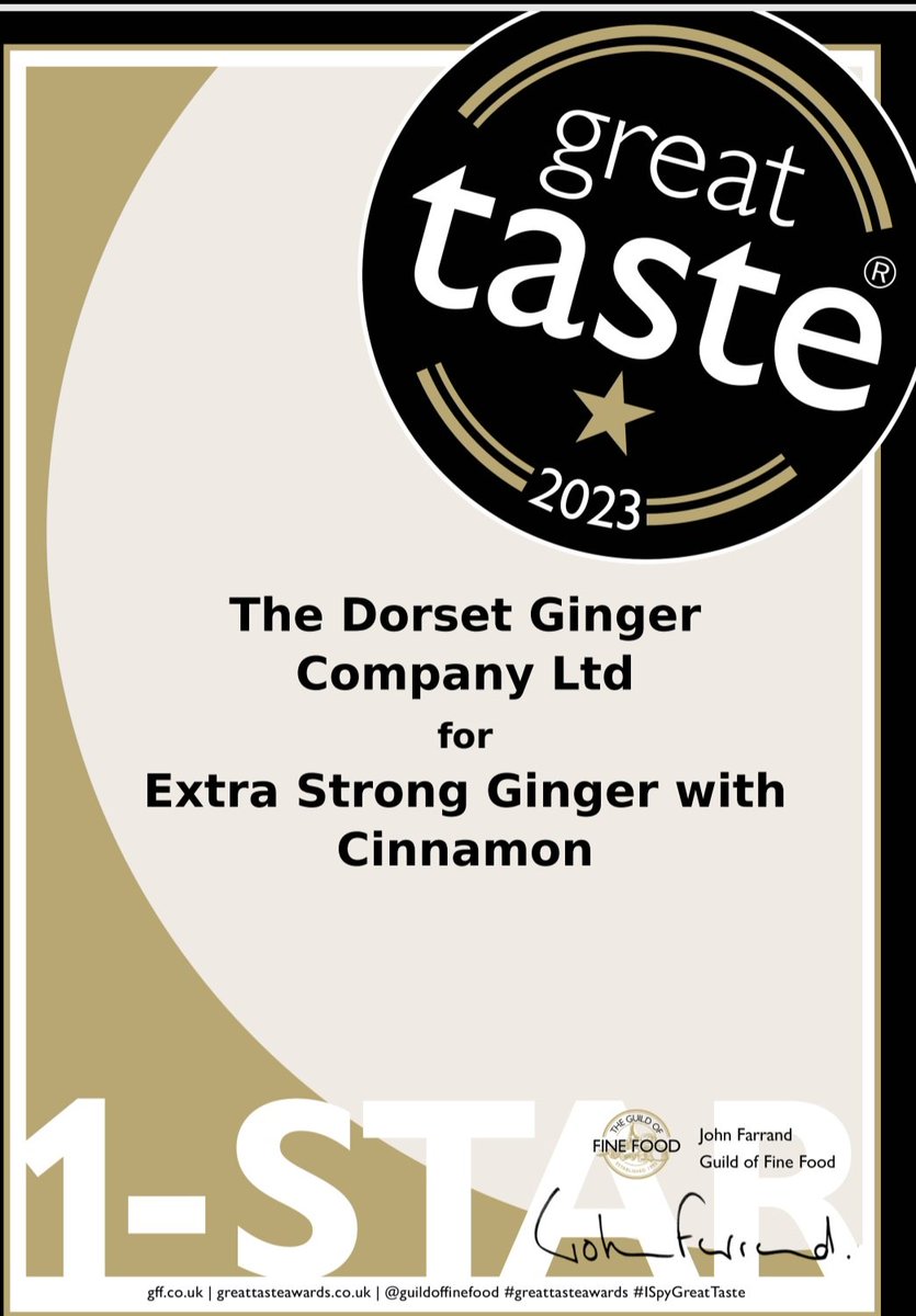 DorsetGinger's tweet photo. We're proud to announce that both our Raspberry with a hint of Ginger and our Extra Strong Ginger with Cinnamon received 1 star from the @guildoffinefood Great Taste Awards ⭐️ 
#Awards #guildoffinefoods #GTA2023 #ThankYou #grateful https://t.co/dmf9txRouM