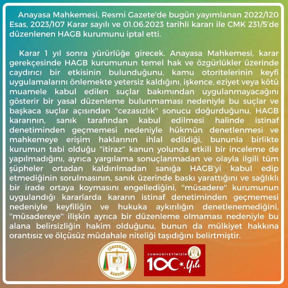 Ya bırakın şimdi #hissesenedi olayını, 1 yıl sonra HAGB sona eriyor. Hafif suç işleyip ceza almama lüksünü kullanabilmeniz için son 1 yıl...