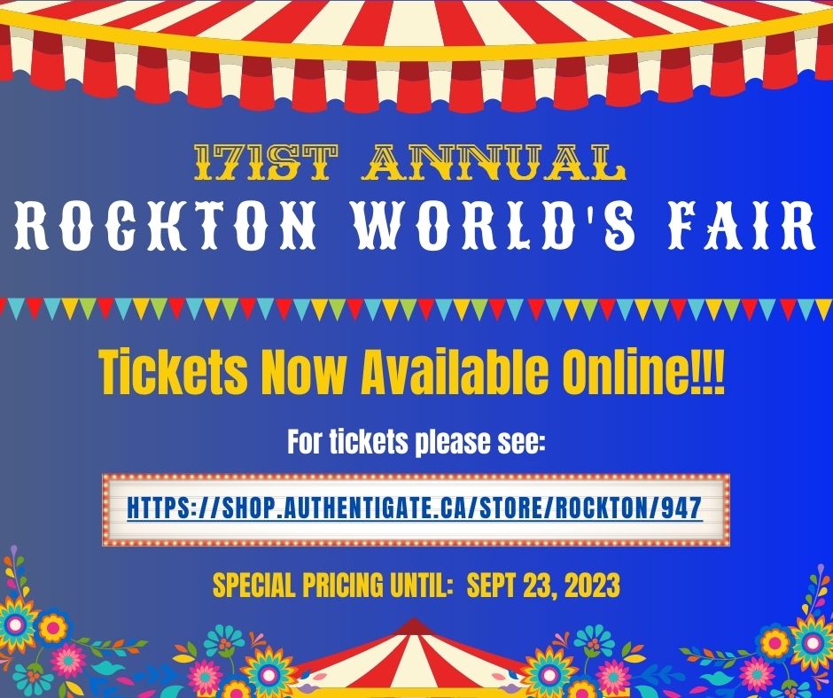 Only two more months to go until the Rockton World's Fair, and tickets are now on sale!  Advance pricing in effect until September 23, 2023.  Get your tickets at:

shop.authentigate.ca/store/Rockton/…