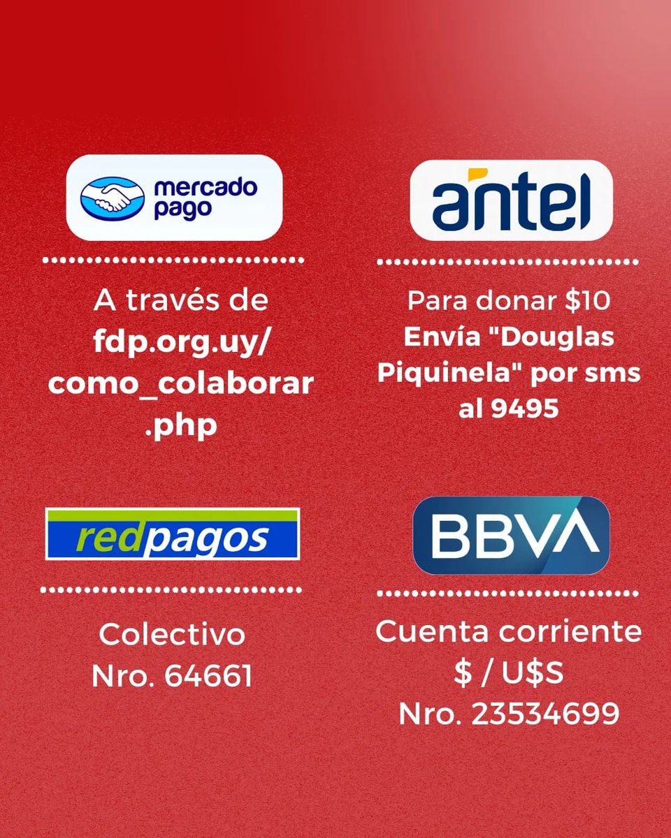 FDPiquinela's tweet photo. ♥️ Les mostramos cuáles son los medios para colaborar ♥️ Apoyando a la Fundación Douglas Piquinela estás ayudando a mejorar la calidad de vida de niños y adolescentes con #HHT, #Hemofilia, #VonWillebrand y otros desórdenes hemorrágicos que se atienden en el Pereira Rossell 🏥🇺🇾 https://t.co/ZH7I8m07iU