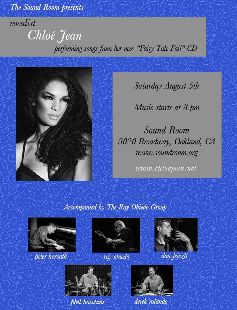 Sound Room presents 
vocalist Chloé Jean
Sat Aug 5

Accompanied by The Ray Obiedo Group

Sound Room
3020 Broadway, Oakland, CA

eventbrite.com/e/chloe-jean-t…

soundroom.org