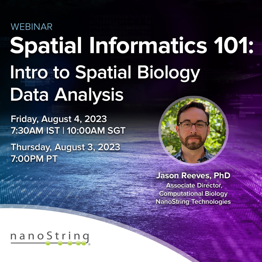brukerspatial's tweet photo. Come join our in-house computational expert Dr. Jason Reeves as he explores GeoMx DSP and CosMx SMI analysis basics and then introduce tools & techniques to help you gain insights faster. Register today: https://t.co/C1nfcTsBZE
#SpatialInformatics #SpatialBiology #DataAnalysis https://t.co/awoGsMArPF