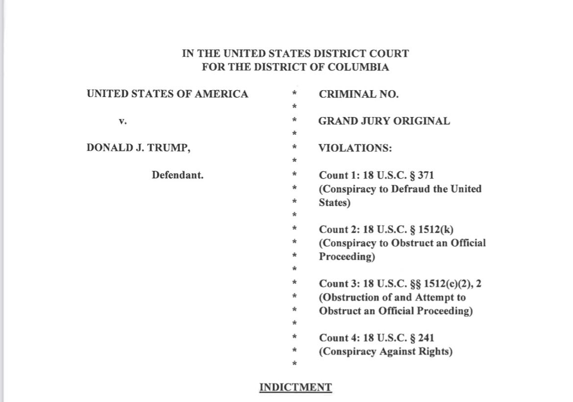 julie_kelly2's tweet photo. BREAKING: Trump indicted on 4 counts https://t.co/XQKaleXZpu