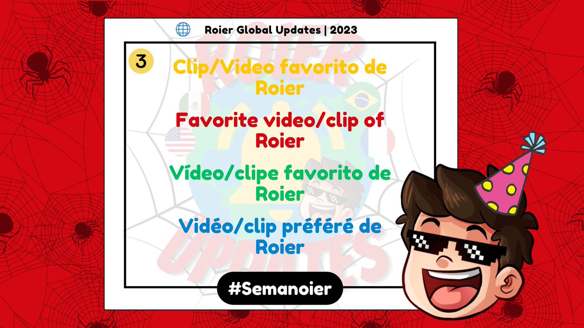 RoierGLOBAL's tweet photo. 🎉 3° día de la #Semanoier puedes citar, responder o solo hacer un tweet con tu respuesta, solo recuerda utilizar el hashtag ☝️🤓
¿Cuál es tu clip/vídeo favorito de Roier? 🎥
Open the image description to see the translation of the tweet 🇺🇸🇧🇷🇫🇷 https://t.co/VopMotZK7B