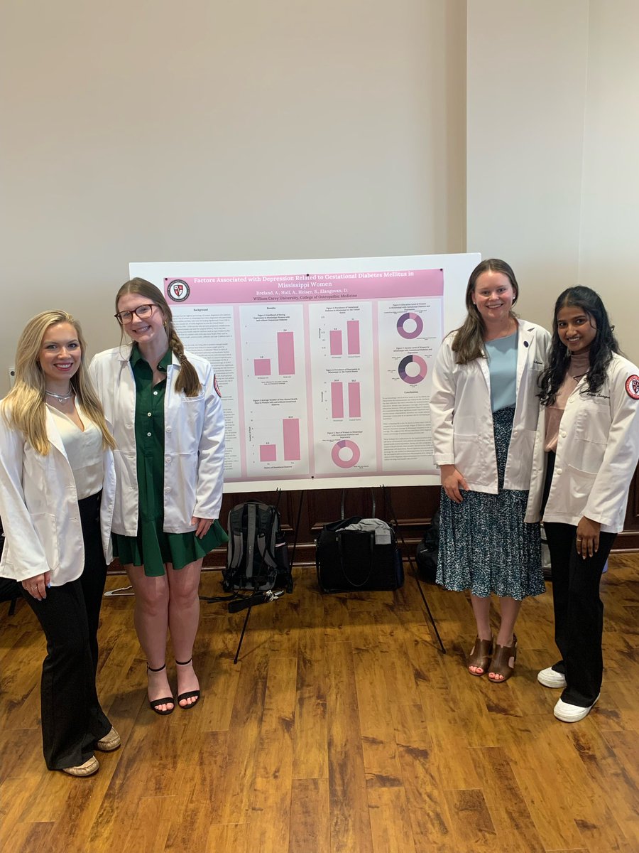 My first poster presentation!! Had the best time working with these ladies to highlight the correlation between gestational diabetes and depression in Mississippi. Thank you <a href="/WCUCOMDO/">WCUCOM</a> for the opportunity to present our work!