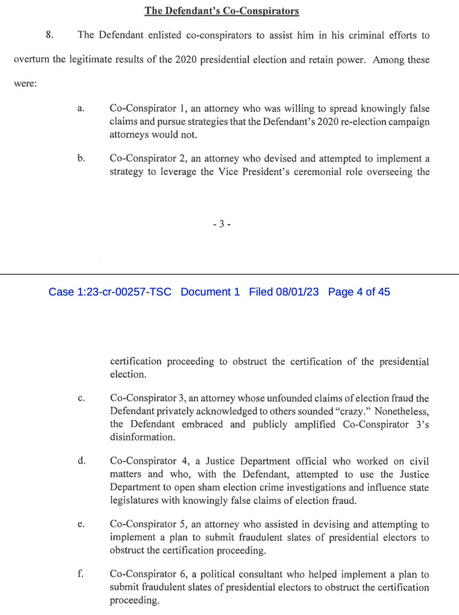 MeidasTouch's tweet photo. Special Counsel Jack Smith refers to 6 CO-CONSPIRATORS in the indictment https://t.co/YiInVx2Uex