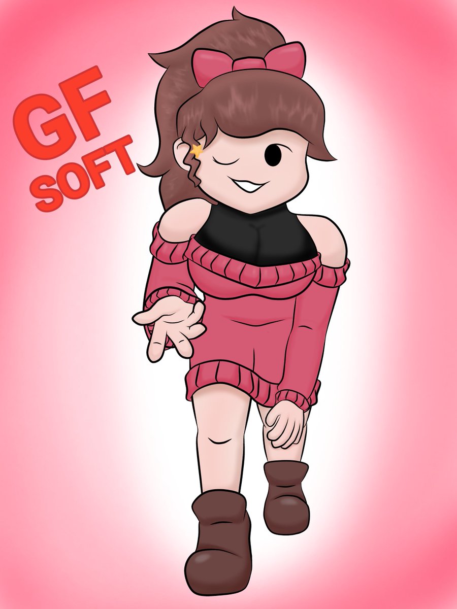 Un dibujo de mi personaje favorito de FNF Soft Girlfriend : p