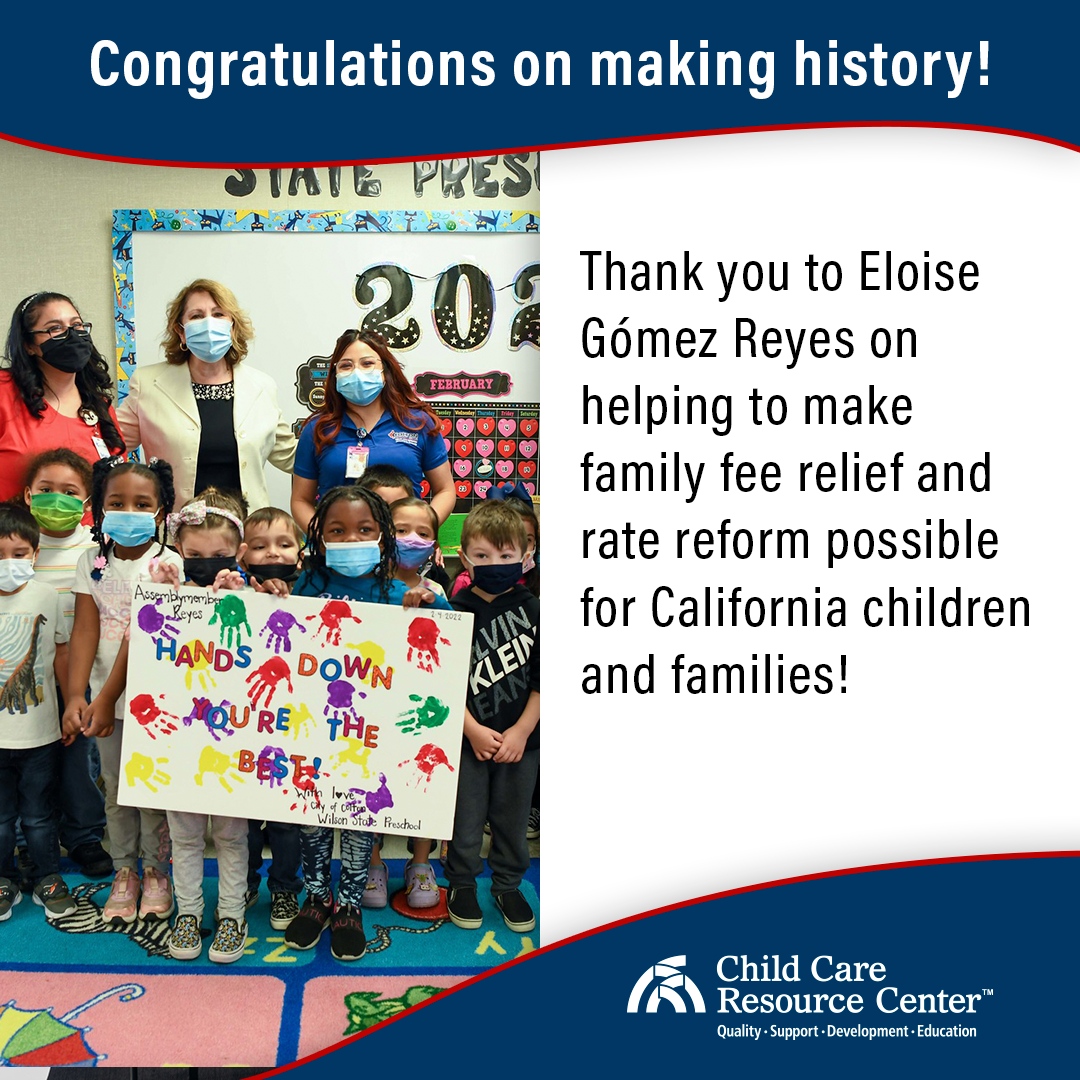 Thank you to @EGReyesCA for staying strong and helping ensure that access to #childcare is made available to more of California’s children and families!