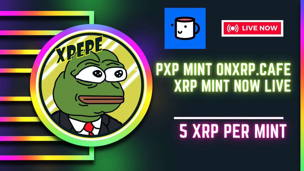 xrpcafe's tweet photo. 📢 PIXEL X PEPES XRP MINT IS LIVE 🐸🐸🐸

💻 https://t.co/1DvSsoS3zB

👥 Mint
5 XRP

💚 Like / RT / Follow
@xPEPENFT @xPepeLink
10 NFTs / 10 winners / August 10 https://t.co/591FlMxoof