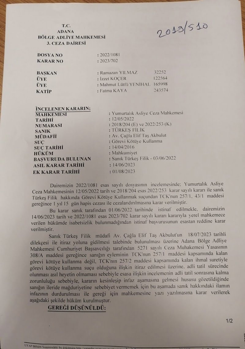 adanahabersndak's tweet image. MHP'li Yumurtalık Belediye Başkanı Türkeş Filik, hakkındaki bazı iddialar ve devam eden mahkemeler gerekçe gösterilerek görevinden alındı. Konuya ilişkin İçişleri Bakanlığı kararı Adana Valiliğine oradan da Yumurtalık Kaymakamlığına iletildi.

#adana #adanahaber