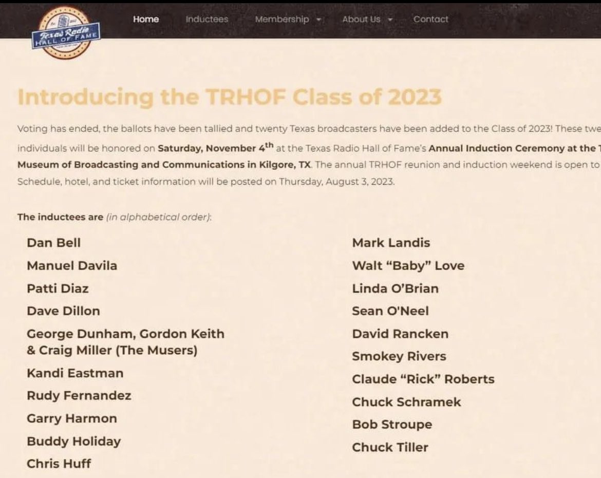 michrod's tweet photo. Congratulations to a few of my friends that have been added to the Texas Radio Hall of Fame - Class of 2023! @SmokeyRivers, @HUFF and The Musers! @GeorgeDunham, @junior_miller &amp; @gordonkeith 👏🏼 https://t.co/5PgXt3nq5z