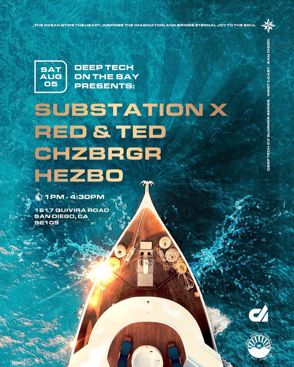 Nothing beats a boat party with house music, beautiful people &amp; great vibes!🔥Join us in San Diego on Saturday 8/5 // Use promo code: “20off” for a limited time eventbrite.com/e/deep-tech-on…