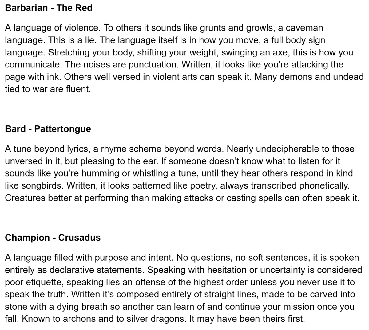 NineFootPole's tweet photo. Why should rogues and druids get all the secret talking fun? I decided to give all the classes a secret language of their own. #dungeonsanddragons #pathfinder2e https://t.co/Ldt4ct0FMO