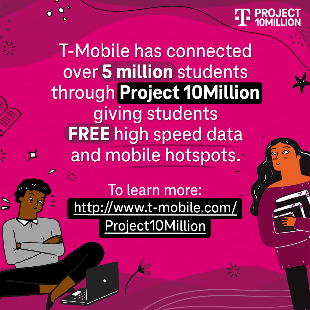 Access to connection enables opportunity. Love to see <a href="/TMobile/">T-Mobile</a>'s #Project10Million helping families and students. Learn more here: ms.spr.ly/60159DcWl​

#TeamMagenta​ | #BackToSchool