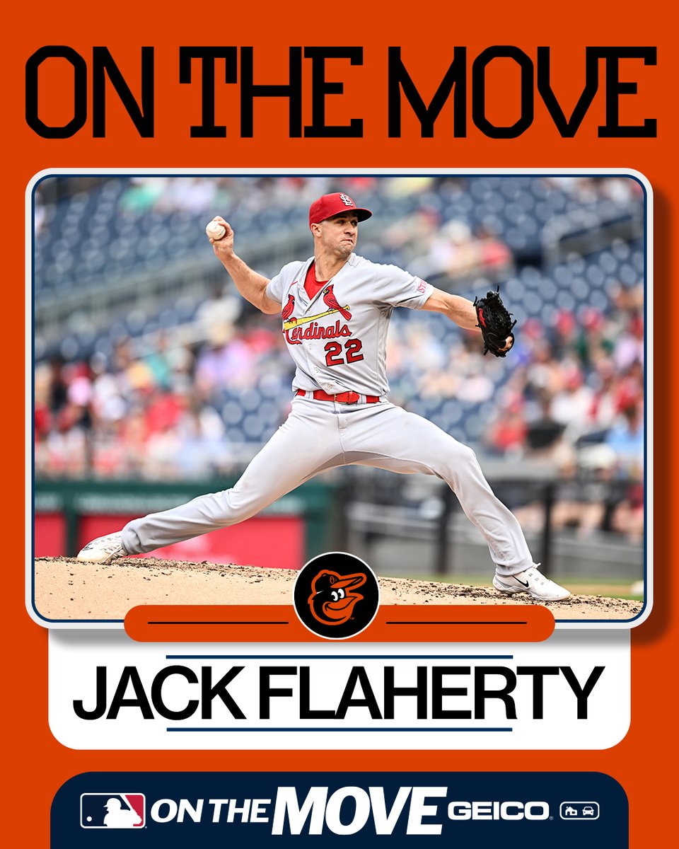 MLB's tweet photo. The Orioles have reportedly acquired Jack Flaherty from the Cardinals, per https://t.co/Z3s2EpgF39's @JohnDenton555. https://t.co/NMgZZ4h1hn