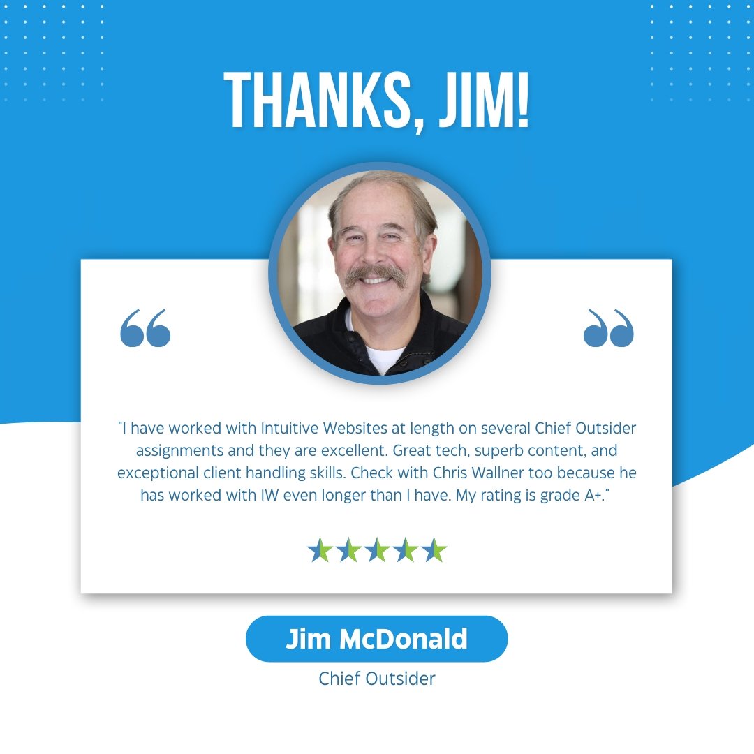 IntuitiveWeb's tweet image. We're honored to receive high praise from Jim McDonald, Chief Outsider. Thank you, Jim, for your trust and support! #ClientAppreciation #DigitalMarketing
hubs.li/Q01ZJbTg0