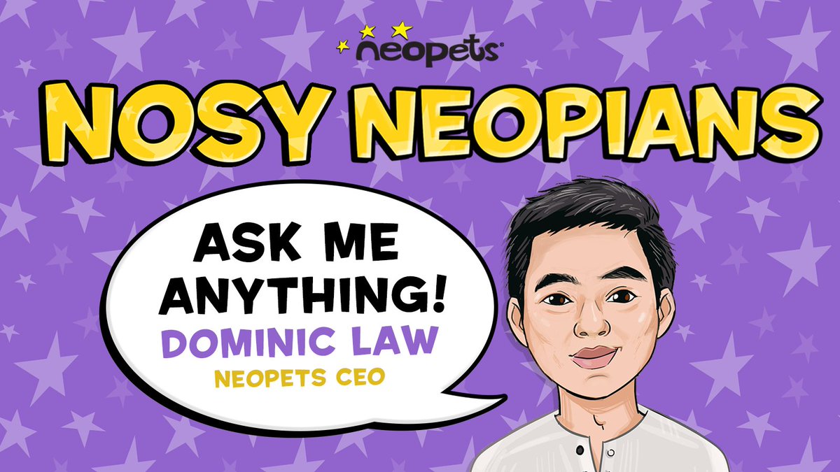Hey Neopians! We're so excited to announce that this month's episode of Nosy Neopians will be an AMA-style interview with Dominic Law, the new CEO of Neopets! 🎙️

Please reply to this tweet with ANY questions you have for him! 💬

Stay tuned for the episode coming mid-August! 👃