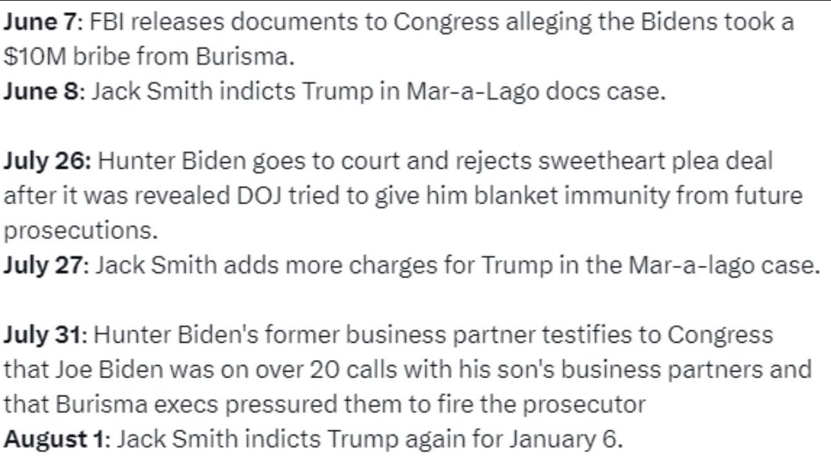 Anyone else noticing a pattern here? The corrupt beurocrats of the Biden regime charge Trump literally the day after every single disastrous Biden crime family story. Rather than looking into the millions sent to the Biden’s their kids and their grandkids from virtually all of…